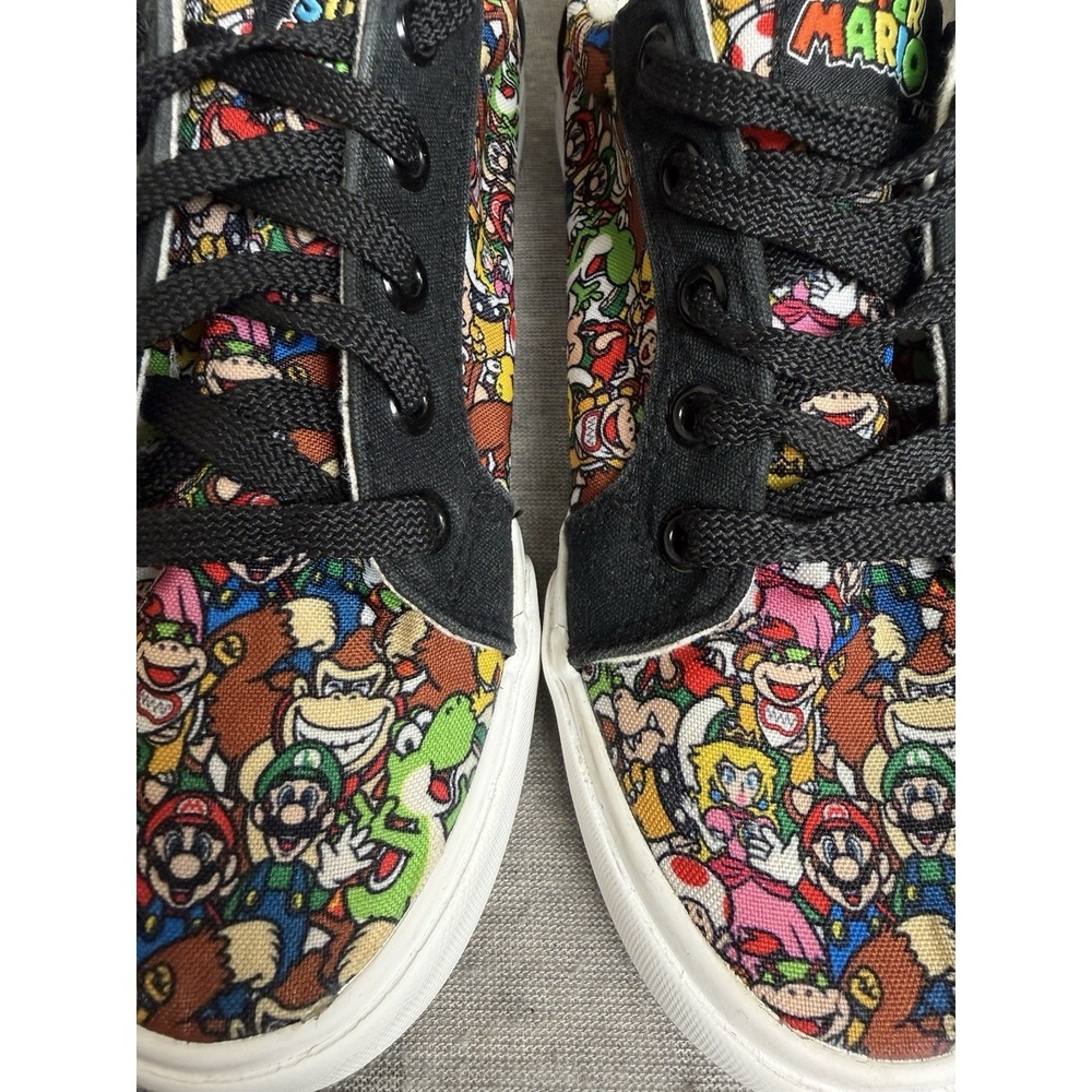 Super Mario Bros Sneakers Canvas Shoes Size 4 Boys Ground Up 2022 Multicolor Blk - Picture 3 of 10